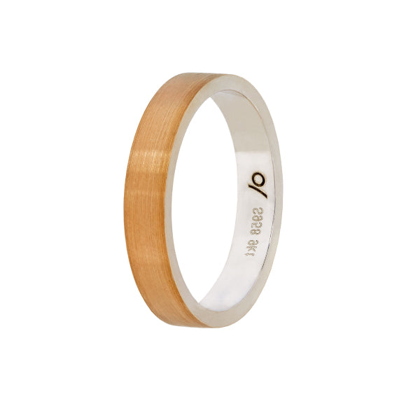 9k Gold & Silver Wedding Band — Flat Brushed (4mm)
