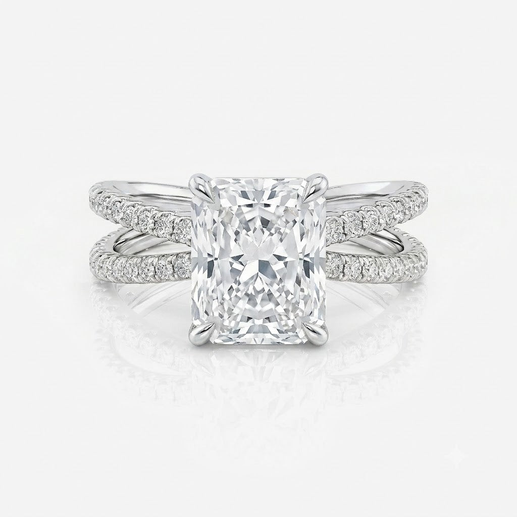 Split Band Radiant Pavé Moissanite Engagement Ring 9ct yellow gold South Africa