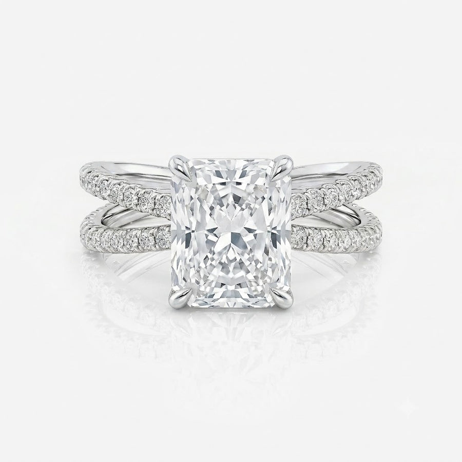 Split Band Radiant Pavé Moissanite Engagement Ring 9ct yellow gold South Africa