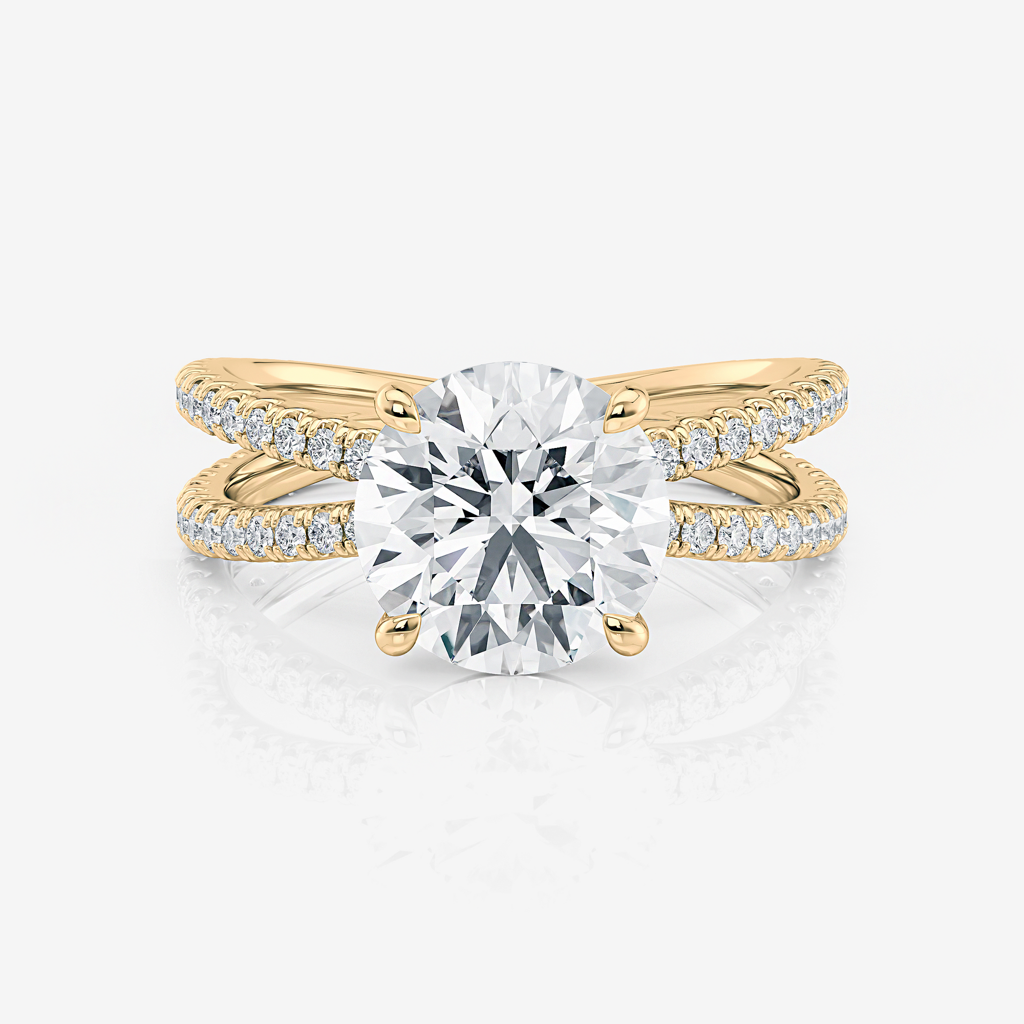 Split Band Round Pavé Moissanite Engagement Ring 9ct yellow gold South Africa