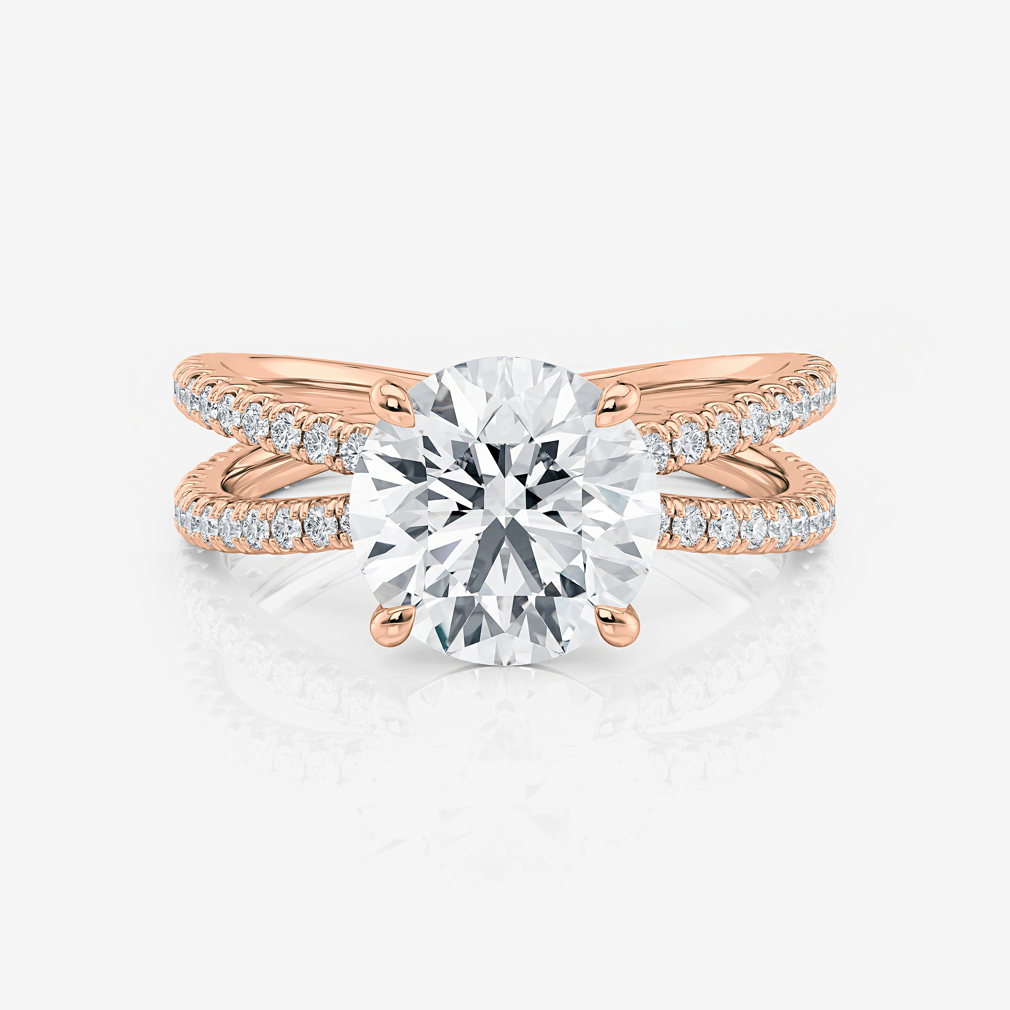 Split Band Round Pavé Moissanite Engagement Ring 9ct rose gold South Africa