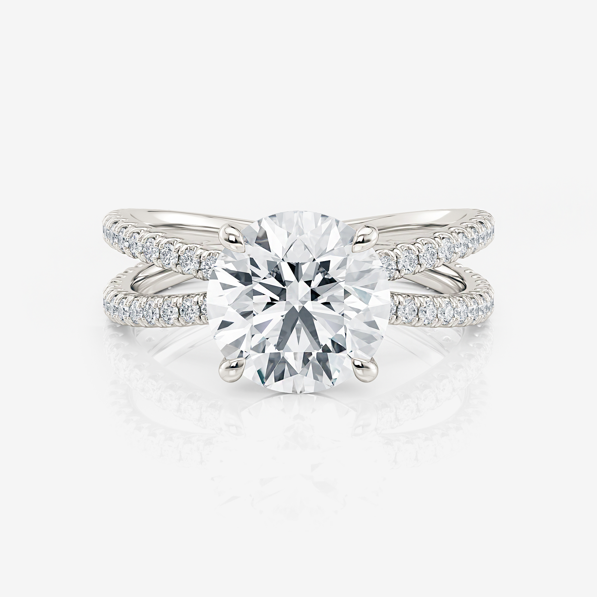 Split Band Round Pavé Moissanite Engagement Ring 9ct white gold South Africa