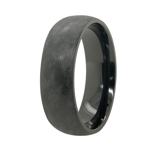 Black Titanium with Brushed Finished Wedding Band (7mm)