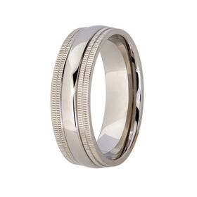 Titanium with Edged Pattern on Side Wedding Band (7mm)