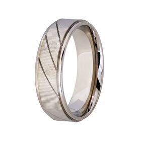 Titanium with Diagonal Grooves Wedding Band (7mm)