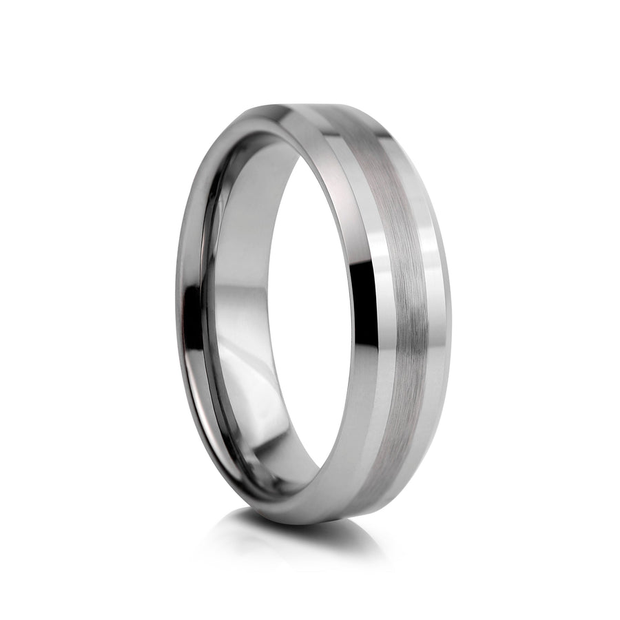 6mm Brushed Matt Tungsten Wedding Ring - UK Ring Size M