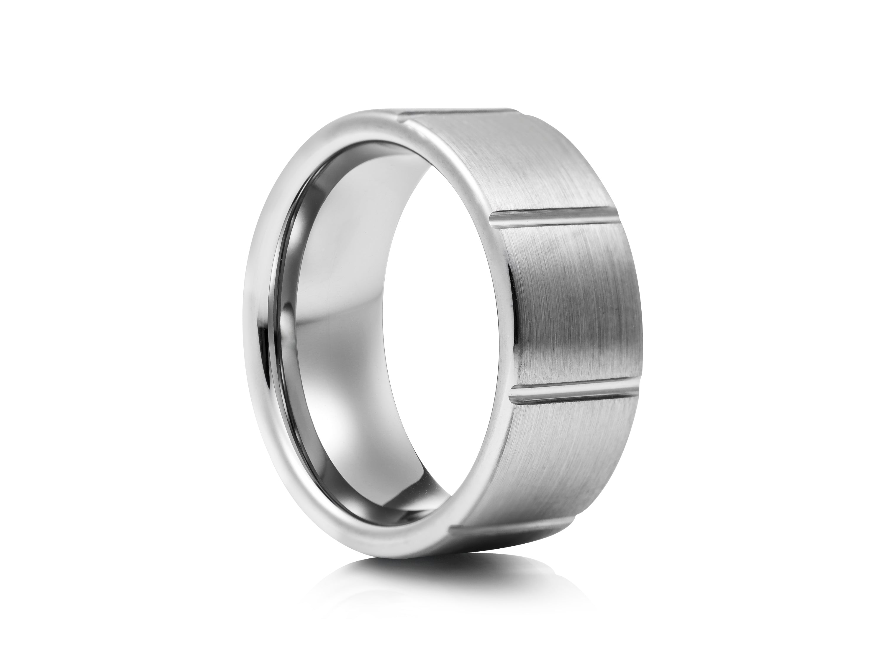 8mm Polished Tungsten Ring with Bevelled Edges - UK Ring Size M