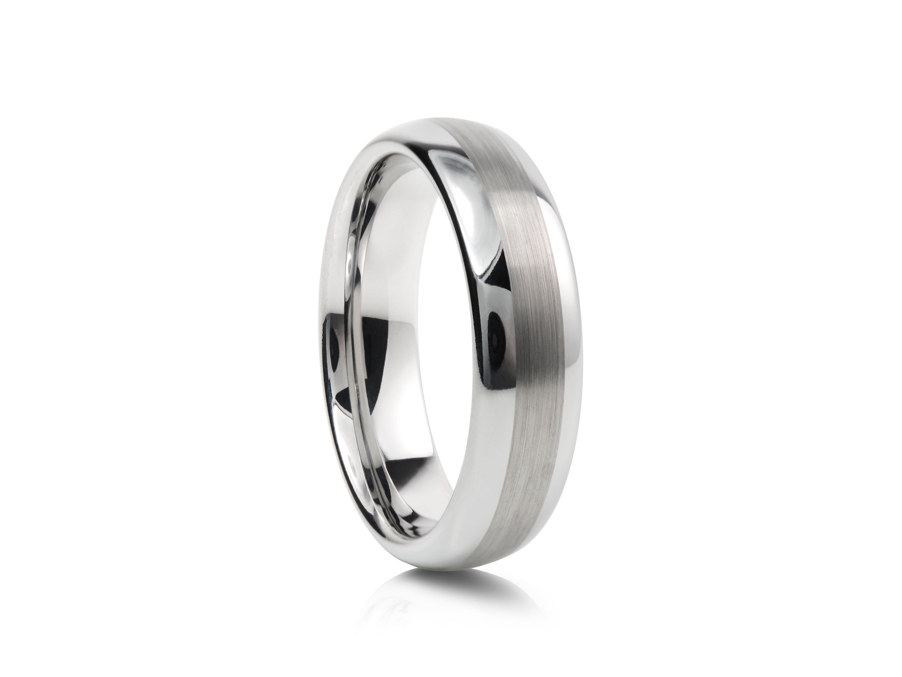 6mm Polished Tungsten Ring with Bevelled Edges - UK Ring Size M