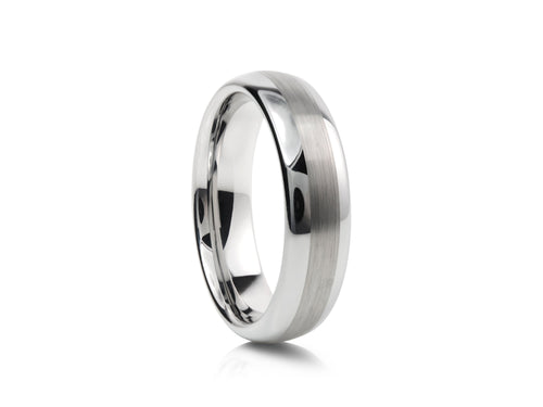 6mm Polished Tungsten Ring with Bevelled Edges - UK Ring Size M