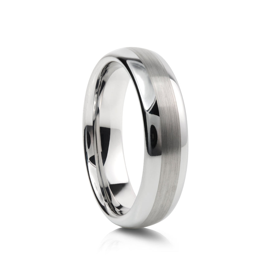 6mm Polished Tungsten Ring with Bevelled Edges - UK Ring Size M