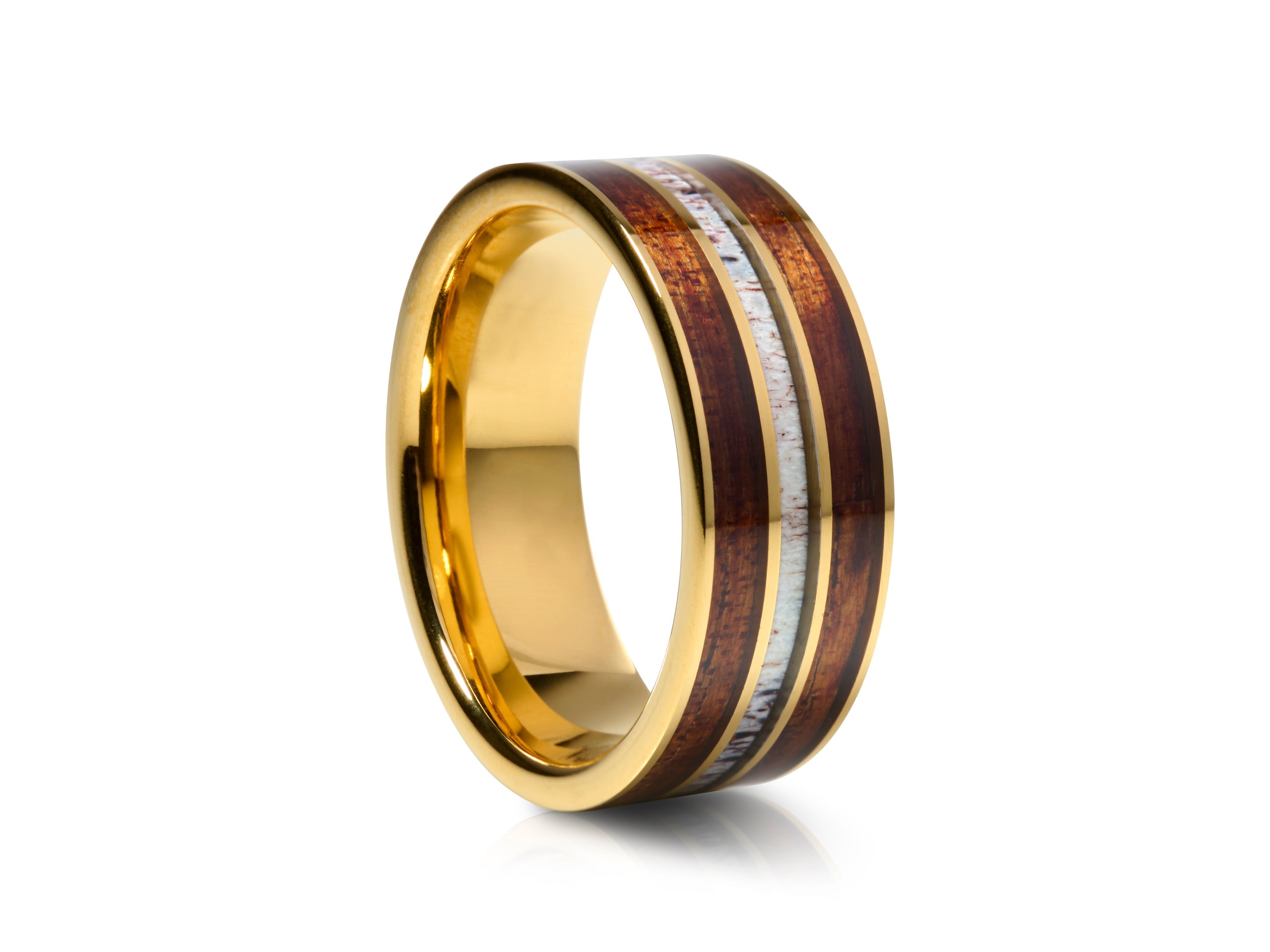 8mm Two-Tone Tungsten Ring, Brushed with Polished Edges - UK Ring Size M