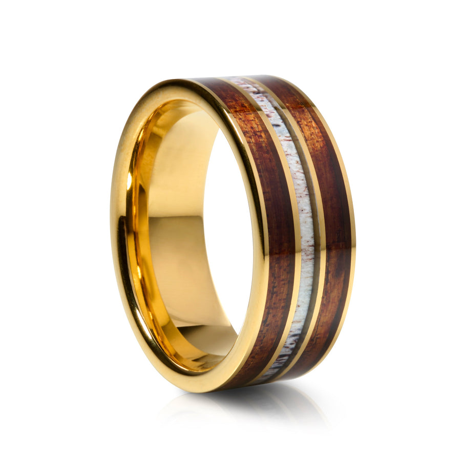 8mm Two-Tone Tungsten Ring, Brushed with Polished Edges - UK Ring Size M