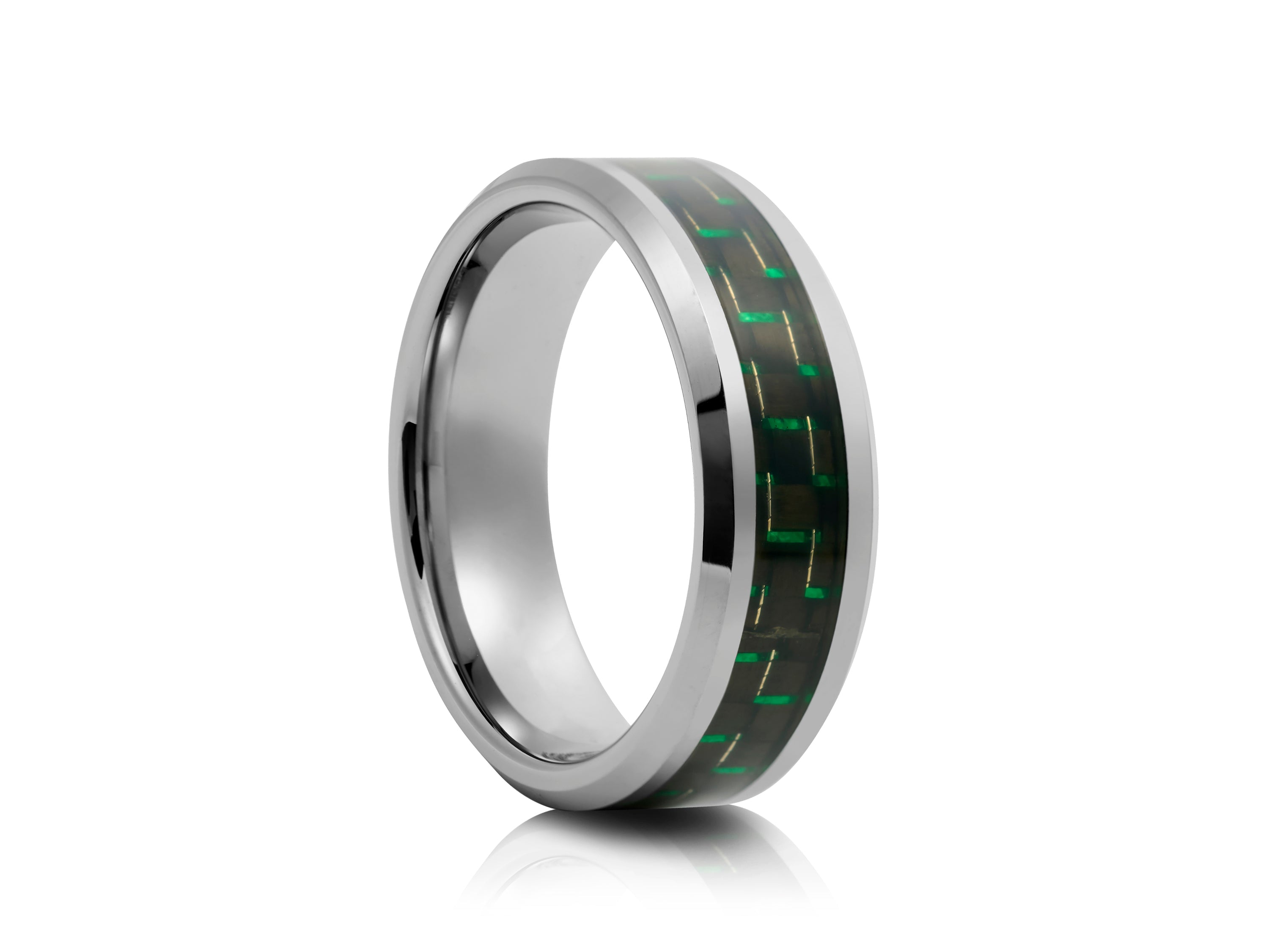 8mm Black Tungsten Ring with Carbon Fibre Inlay - UK Ring Size M