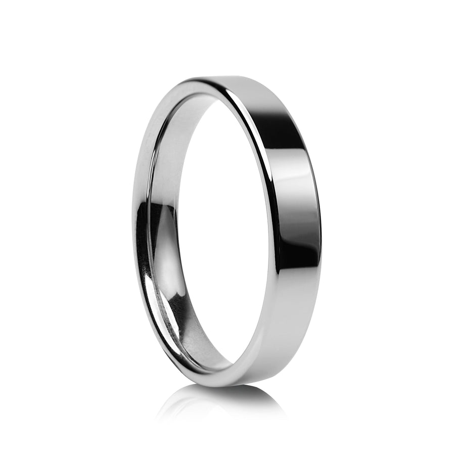 4mm Two-Tone Tungsten Ring, Brushed with Polished Centre Band - UK Ring Size M