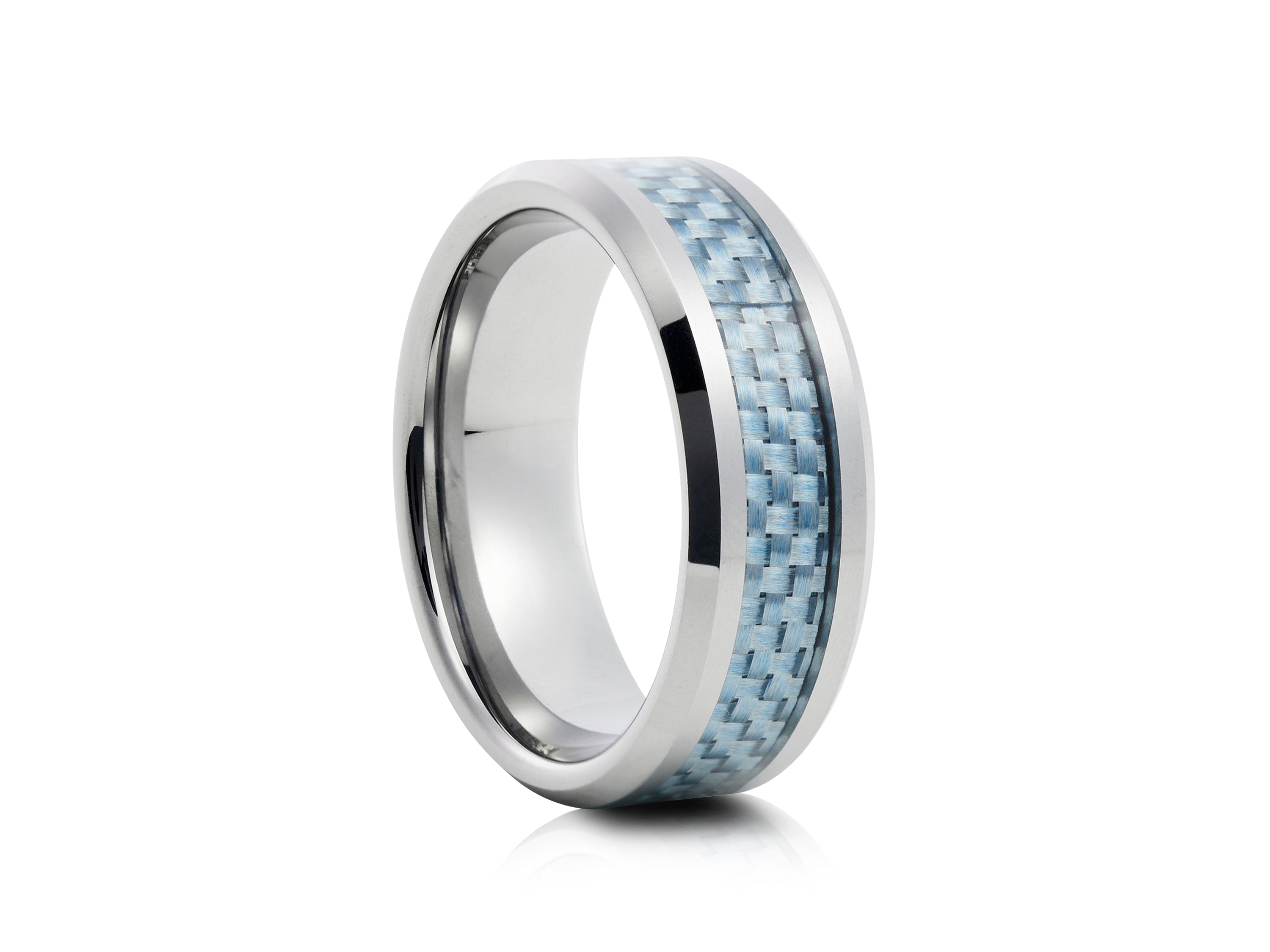 8mm Black Tungsten Ring with Carbon Fibre Inlay and Gold Edges - UK Ring Size M