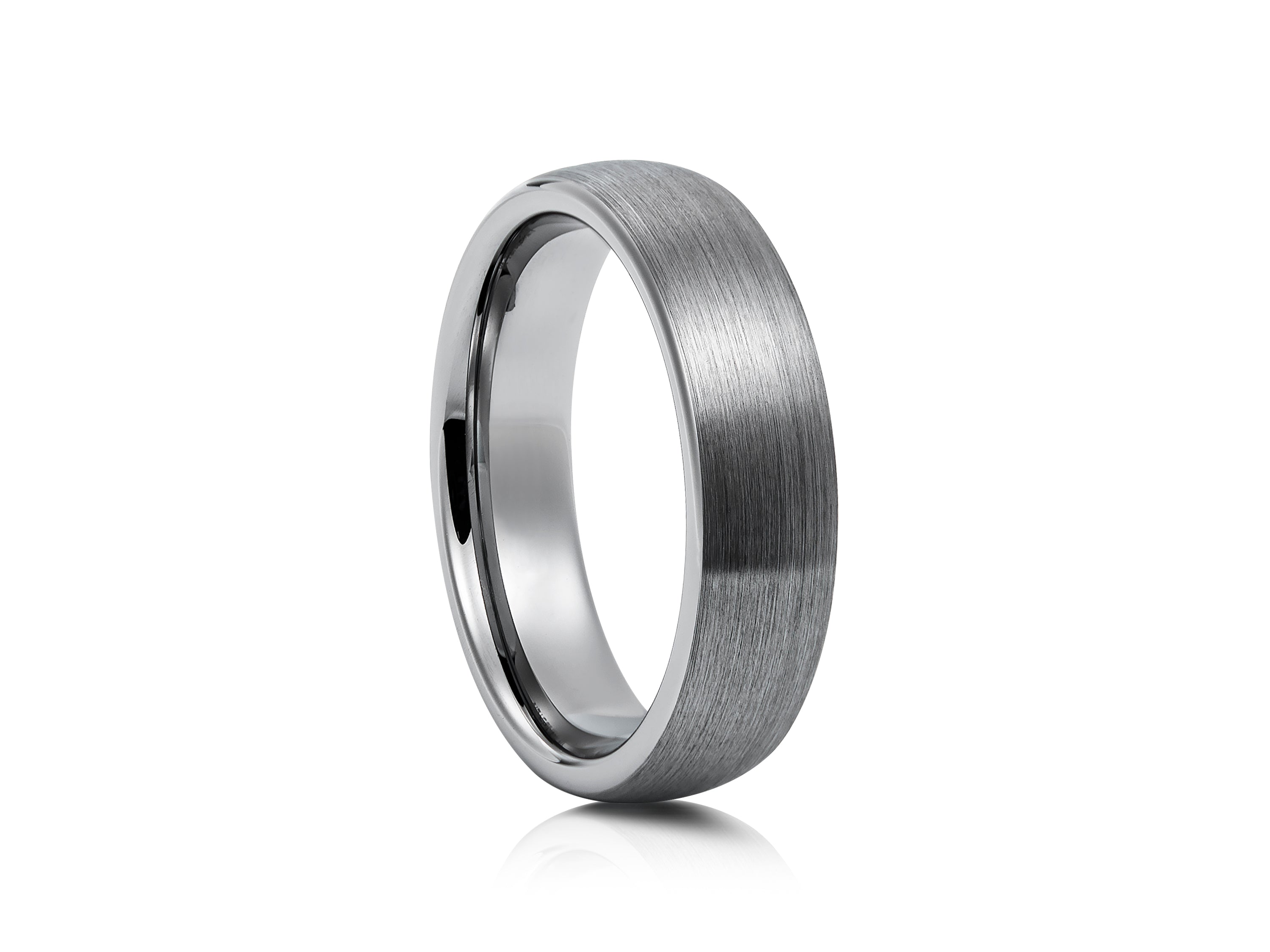 6mm Two-Tone Tungsten Ring, Brushed with Polished Edges - UK Ring Size M