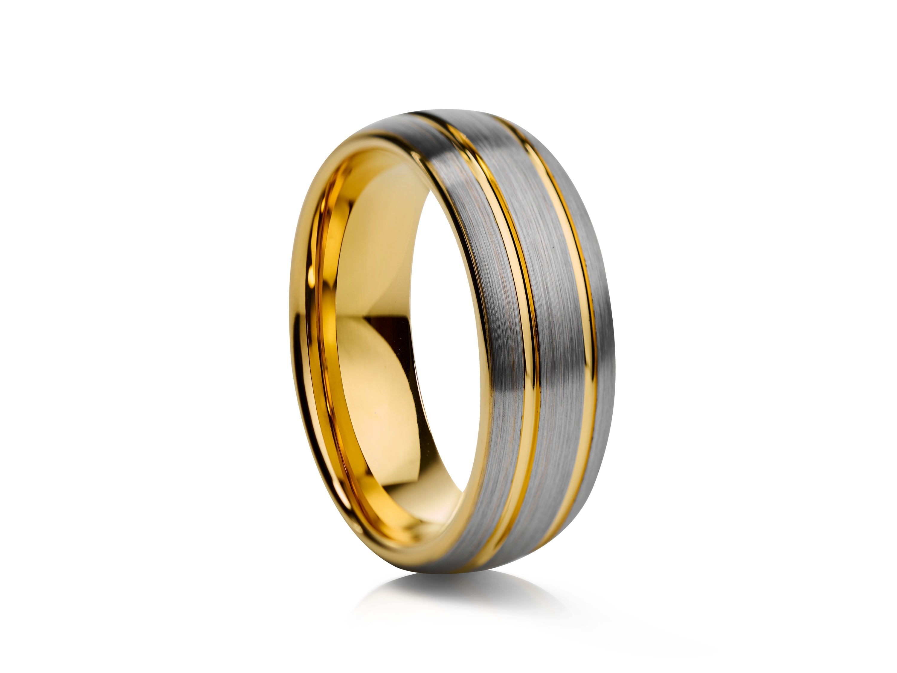 8mm Tungsten Ring with Rose Gold Inlay - UK Ring Size M