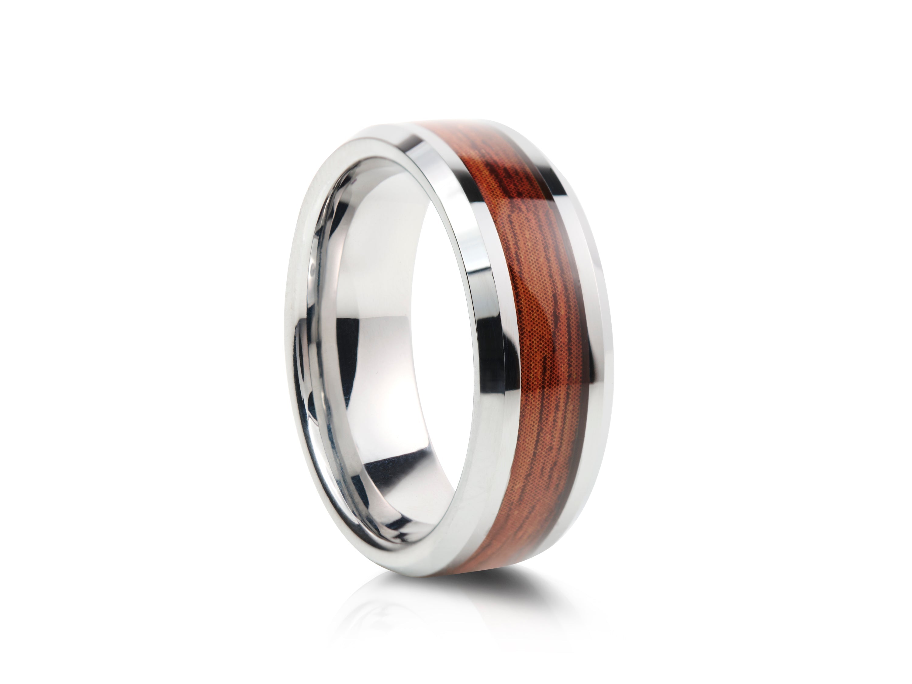 8mm Brushed Tungsten Ring with Polished Edges and Carbon Fibre Inlay - UK Ring Size M