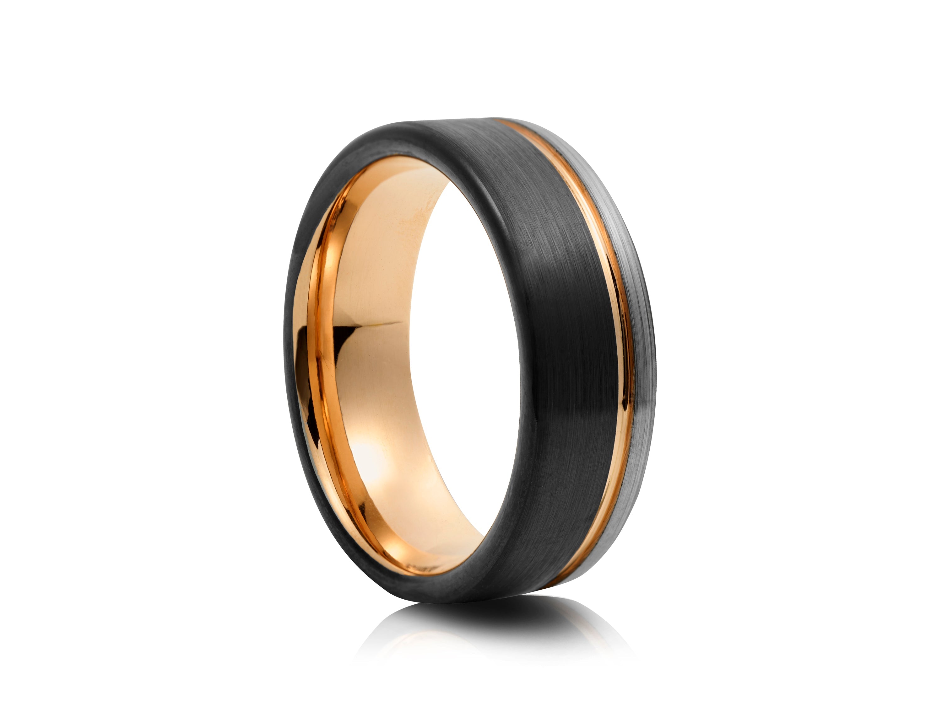 8mm Brushed Tungsten Ring with Polished Edges and Carbon Fibre Inlay - UK Ring Size M