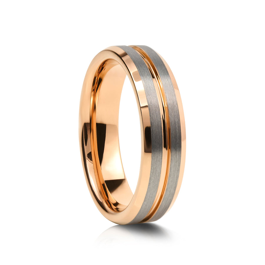 6mm Black Tungsten Ring with Carbon Fibre Inlay - UK Ring Size M