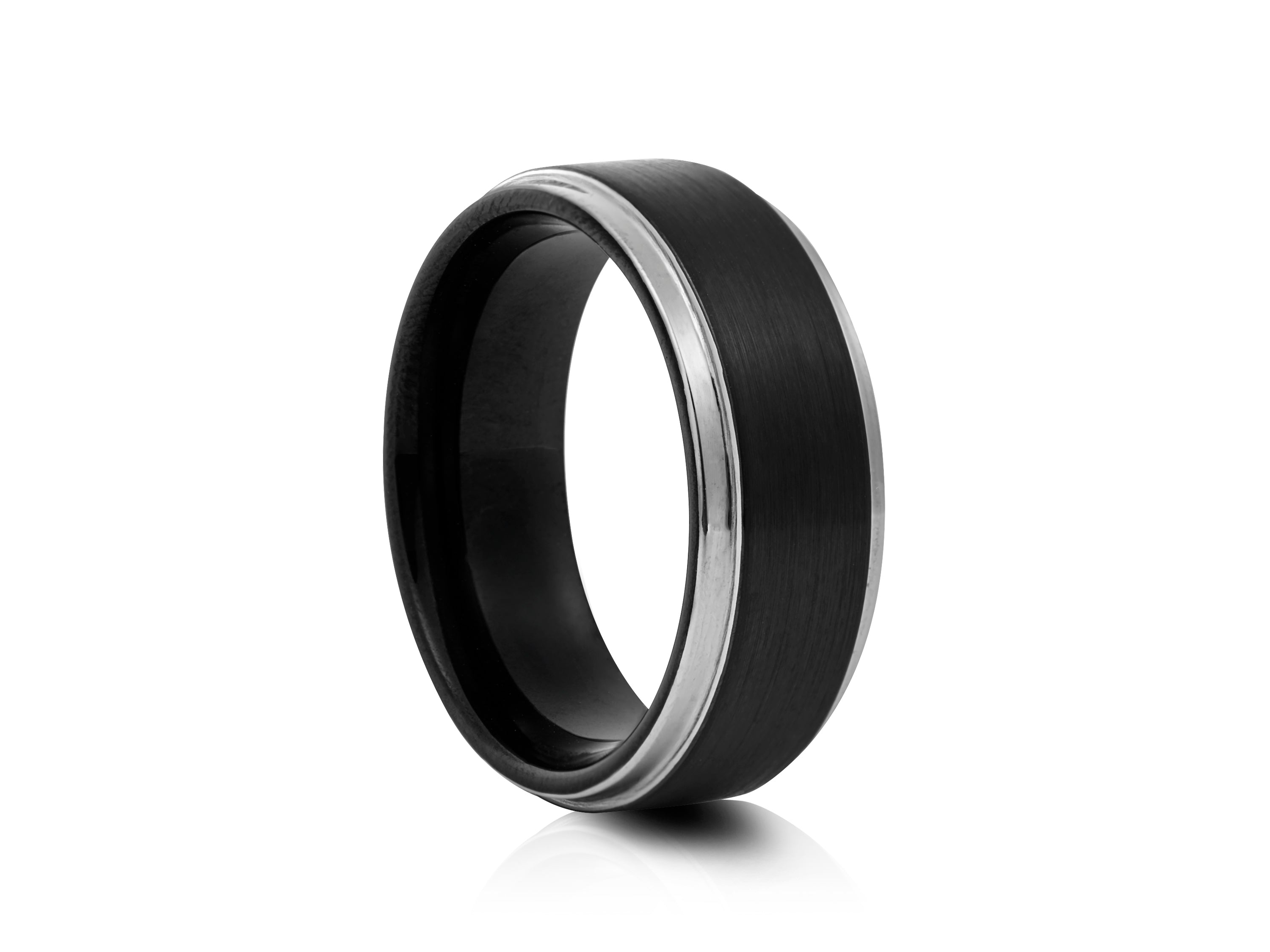8mm Tungsten Ring with Rose Gold Inlay - UK Ring Size M