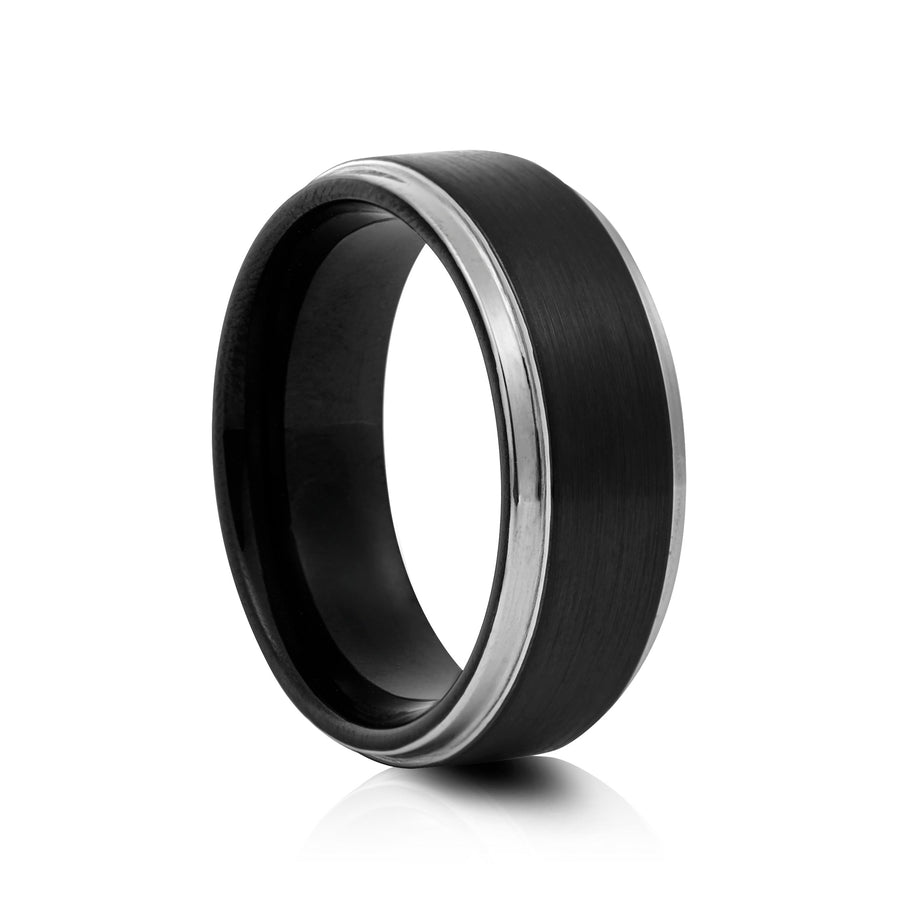 8mm Tungsten Ring with Rose Gold Inlay - UK Ring Size M
