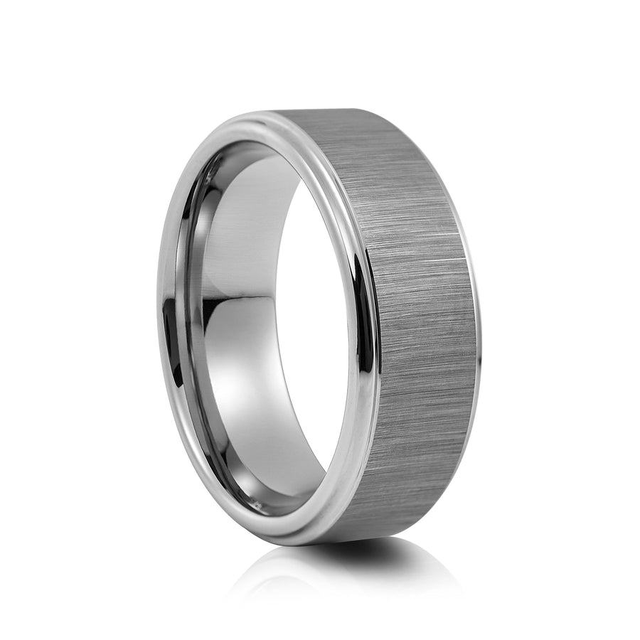 8mm Black Tungsten Ring with Rose Gold Inlay - UK Ring Size M