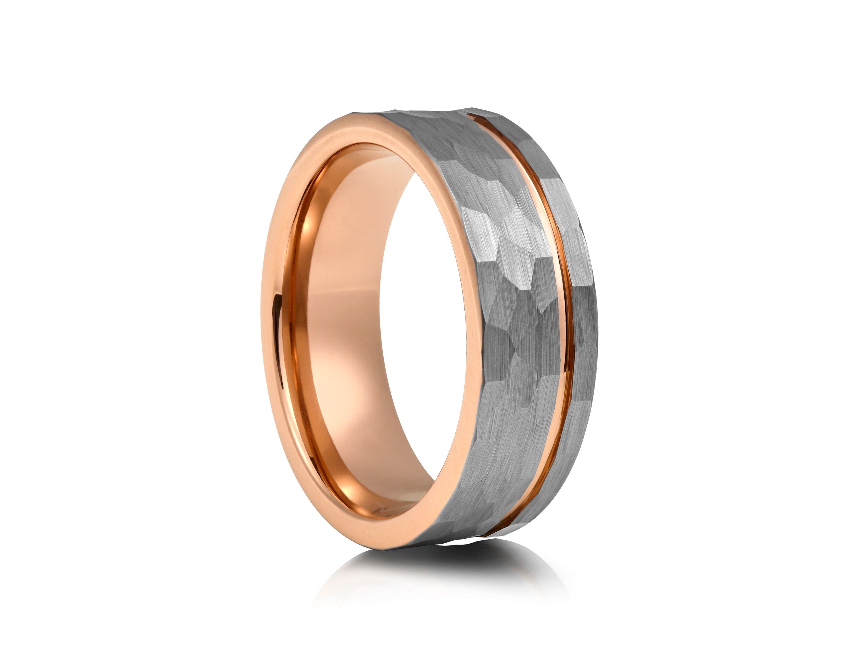 8mm Black Tungsten Ring with Polished Edges - UK Ring Size M