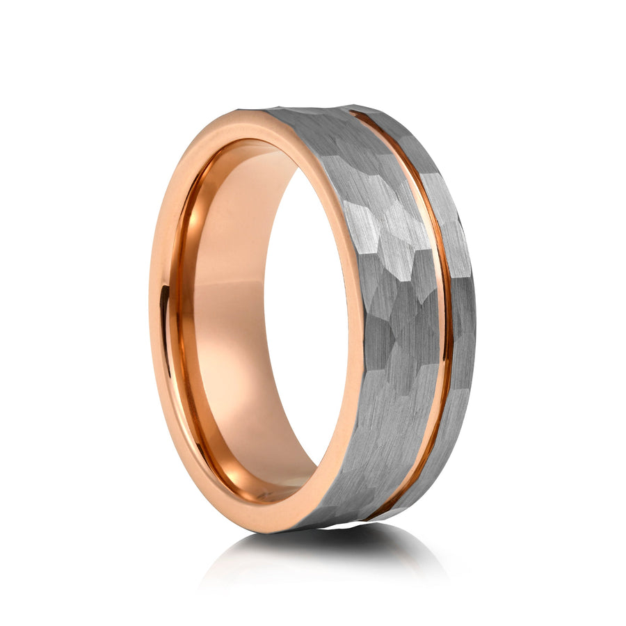 8mm Black Tungsten Ring with Polished Edges - UK Ring Size M