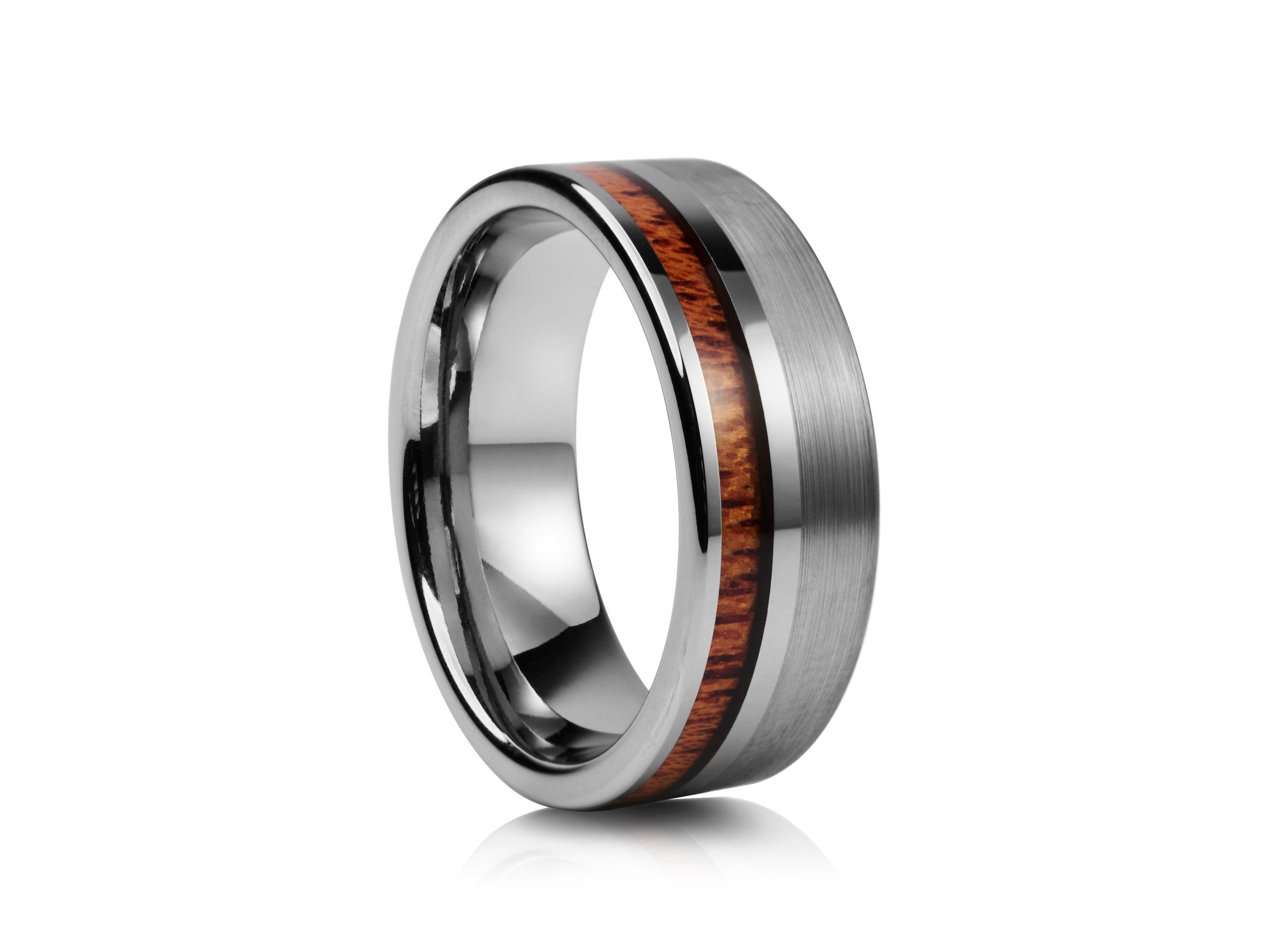 8mm Tungsten Ring with Rose Gold Inlay - UK Ring Size M