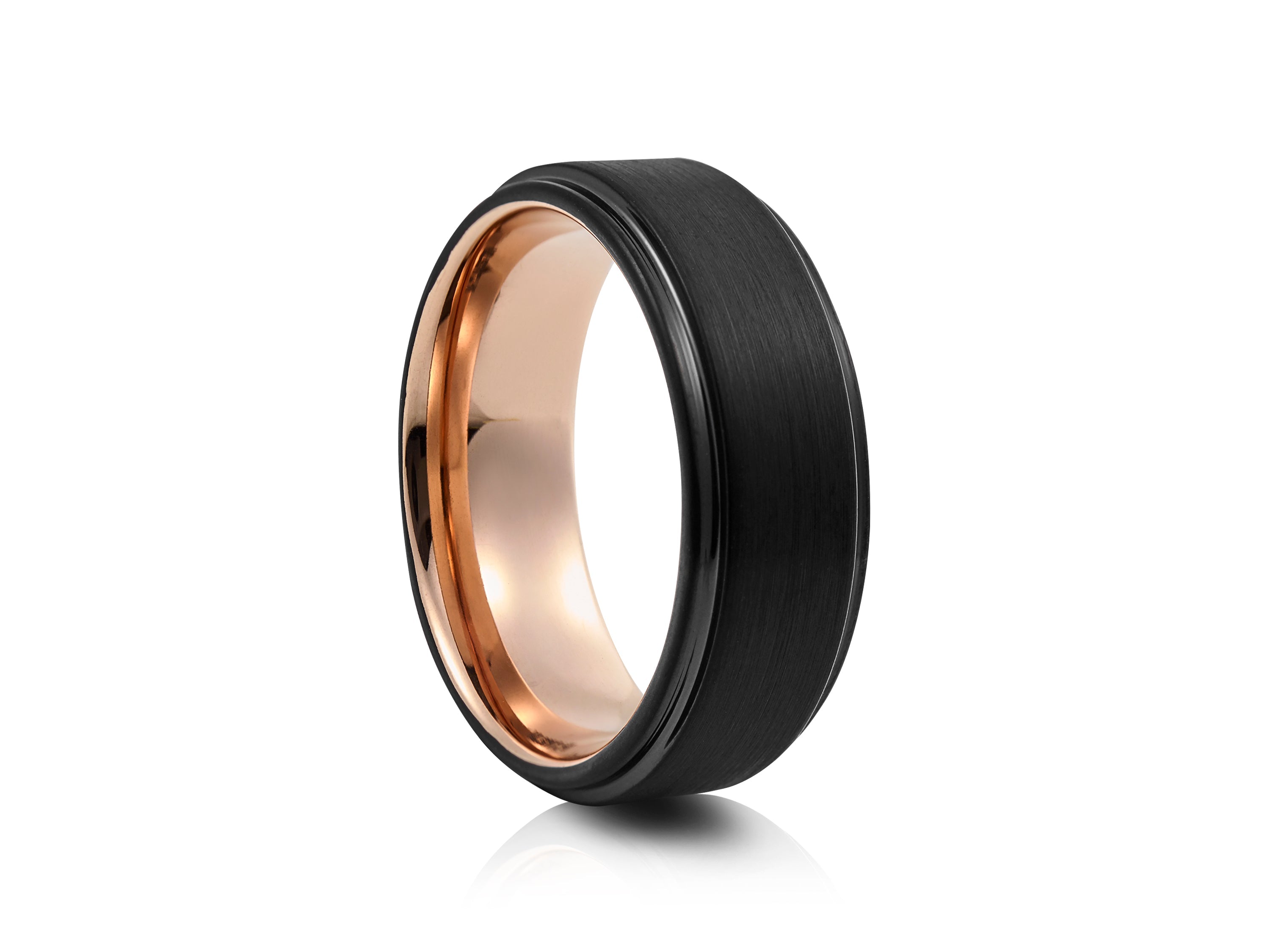8mm Black Tungsten Ring with Carbon Fibre Inlay - UK Ring Size M