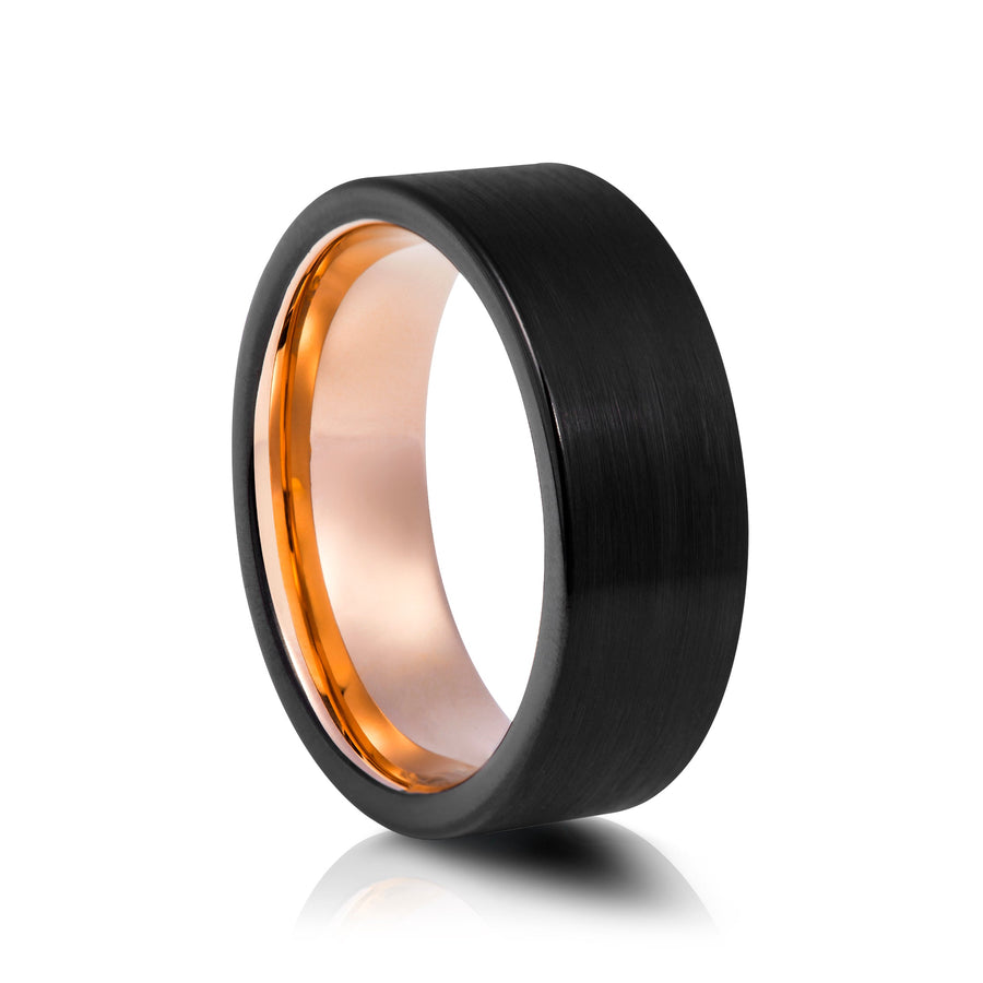 8mm Tungsten Ring with Carbon Fibre Inlay - UK Ring Size M