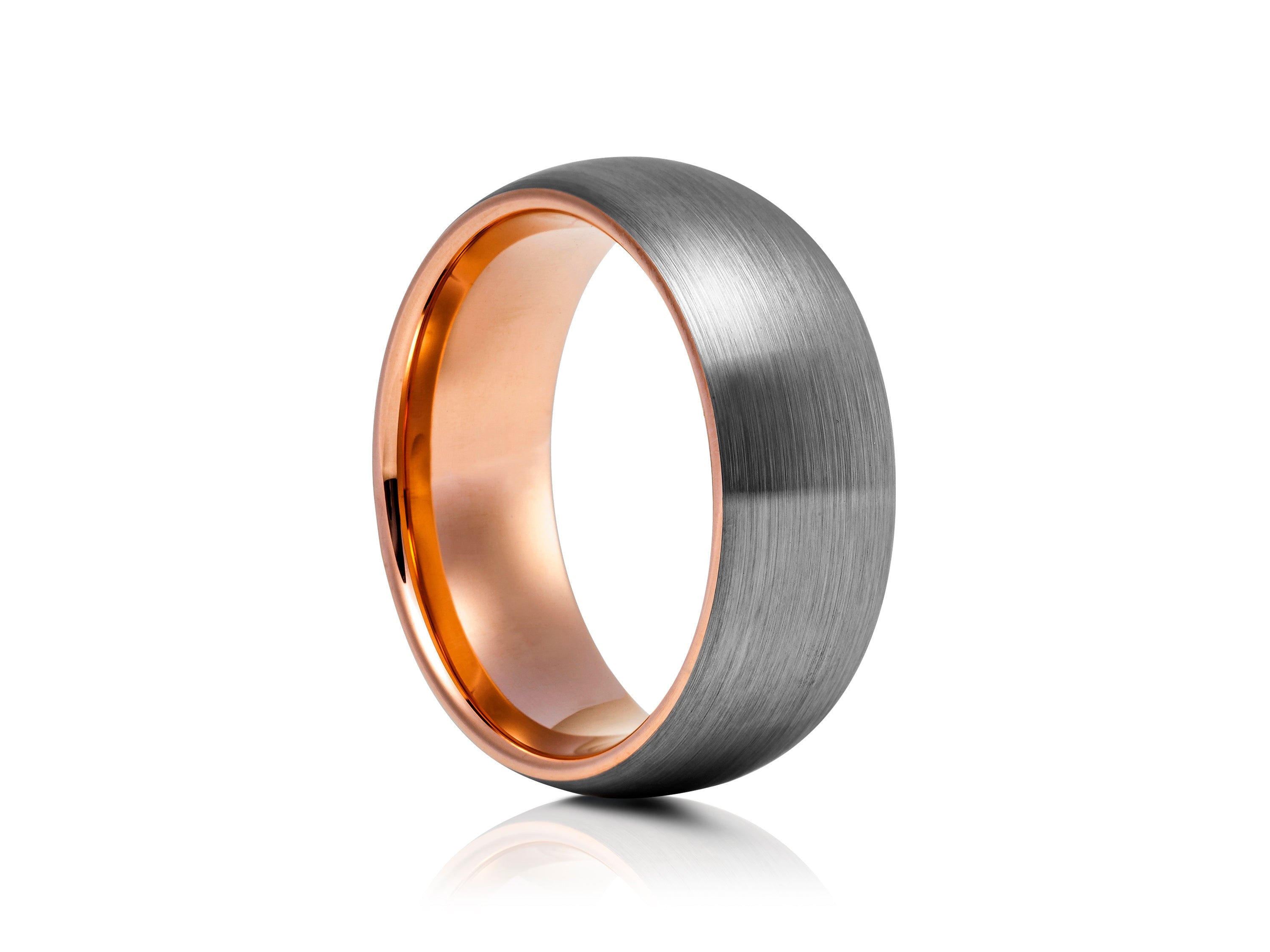 8mm Two-Tone Tungsten Ring, Brushed with Polished Edges - UK Ring Size M