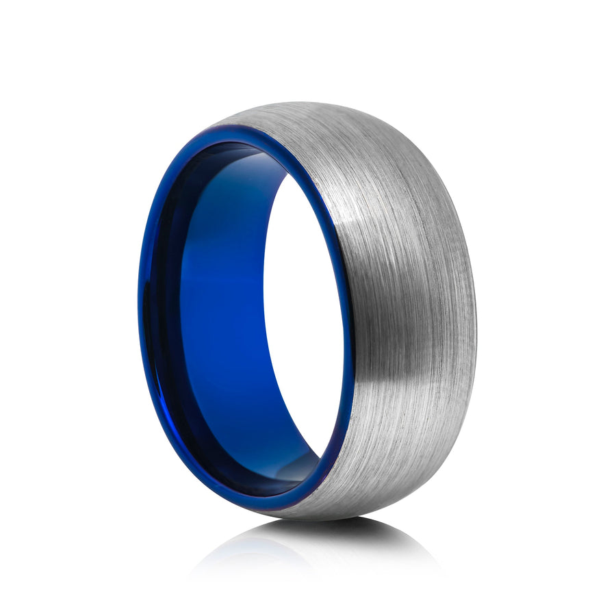 8mm Polished Tungsten Ring with Carbon Fibre Inlay - UK Ring Size M