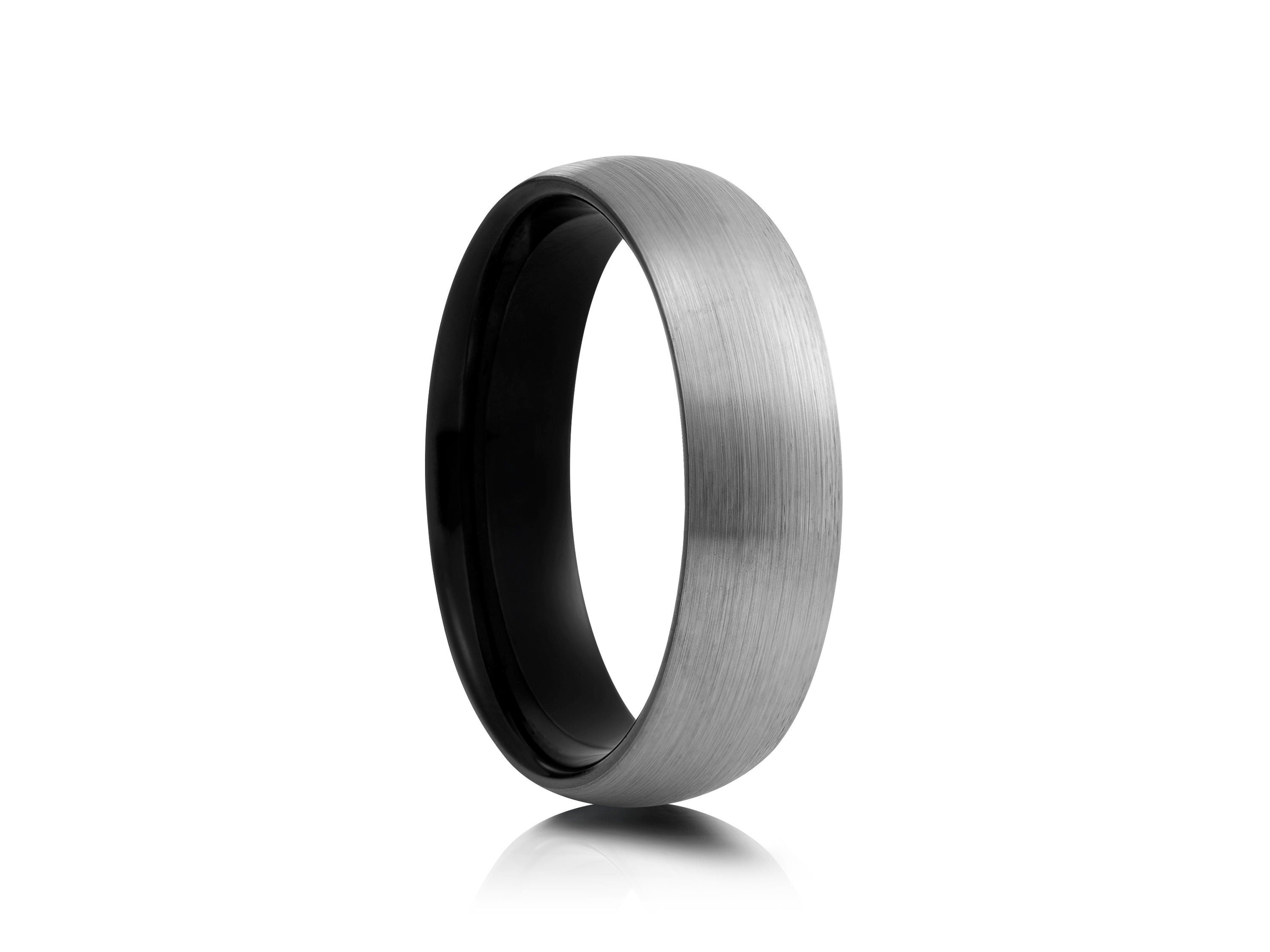 6mm Black Tungsten Ring with Rose Gold Inlay - UK Ring Size M