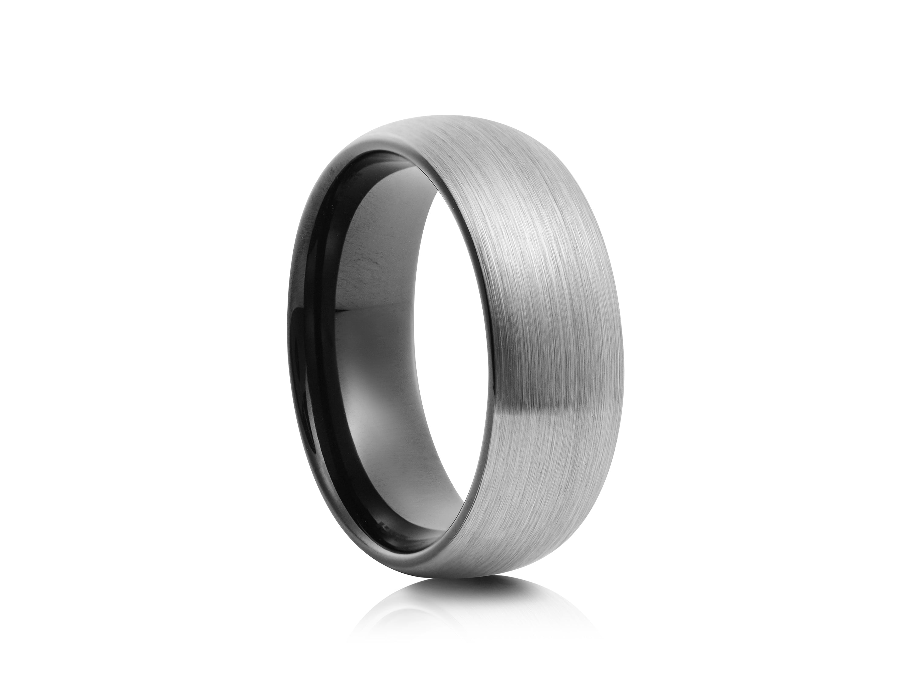 8mm Black Tungsten Ring with Carbon Fibre Inlay - UK Ring Size M