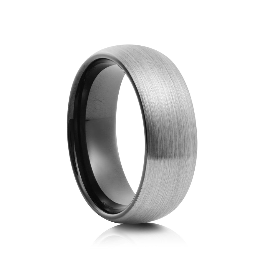 8mm Black Tungsten Ring with Carbon Fibre Inlay - UK Ring Size M