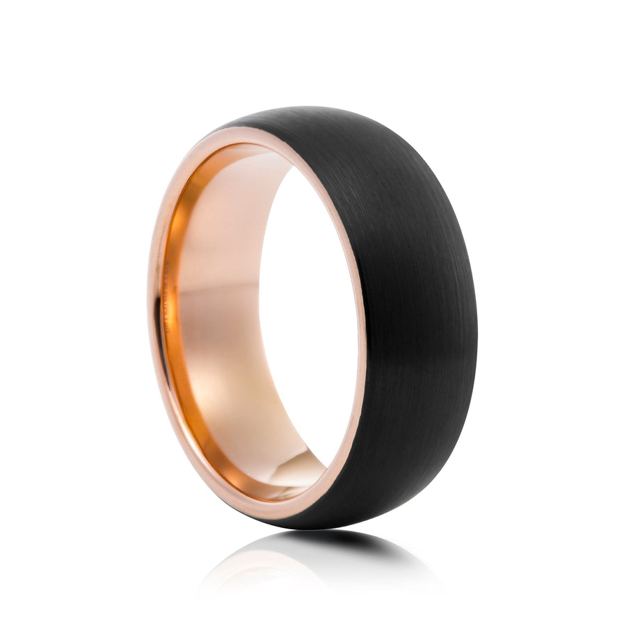8mm Brushed Tungsten Ring with Polished Edges and Carbon Fibre Inlay - UK Ring Size M
