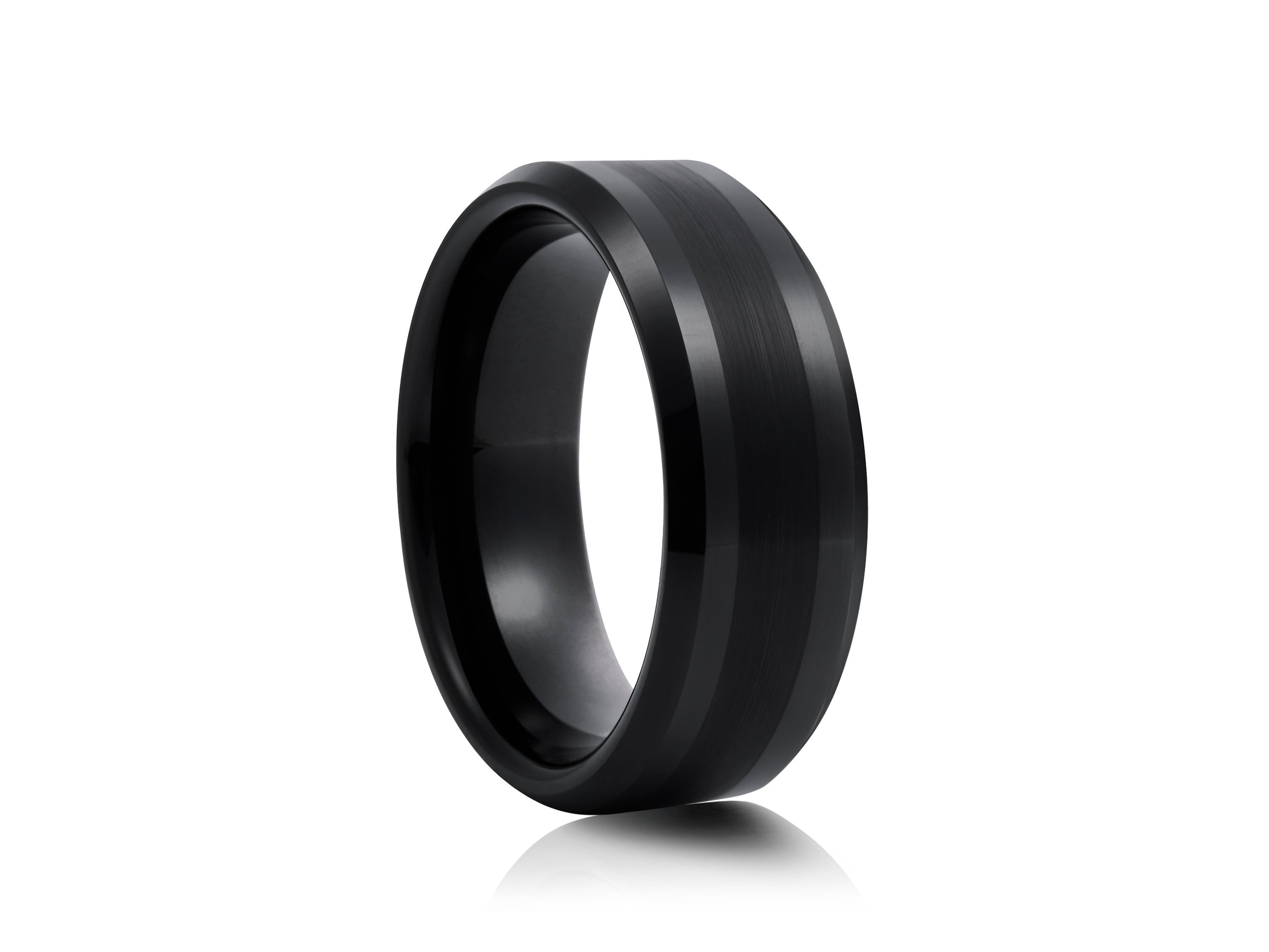 8mm Tungsten Ring with Rose Gold Inlay - UK Ring Size M