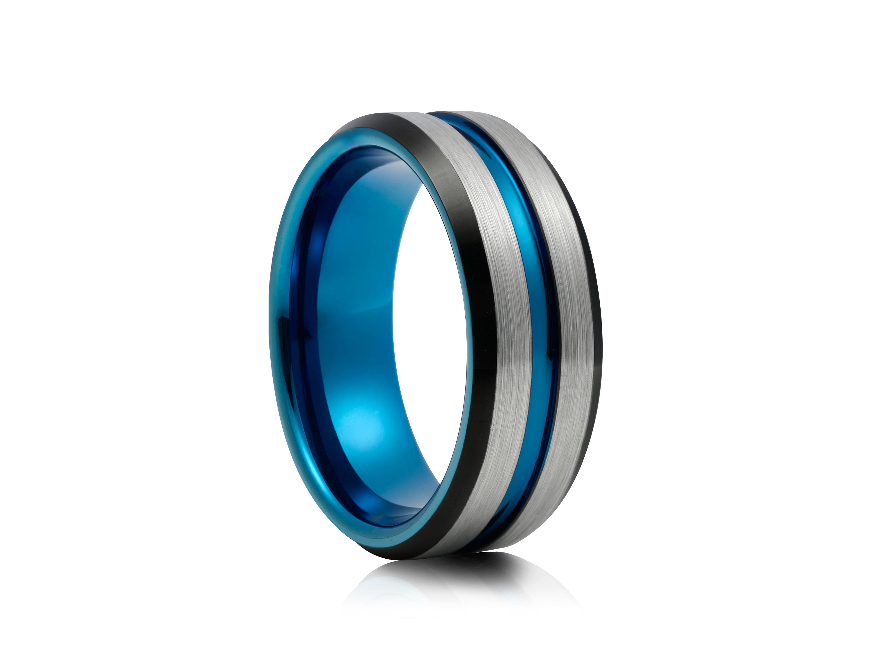 8mm Tungsten Ring with Rose Gold Inlay - UK Ring Size M