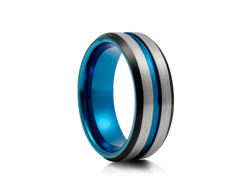 8mm Tungsten Ring with Rose Gold Inlay - UK Ring Size M