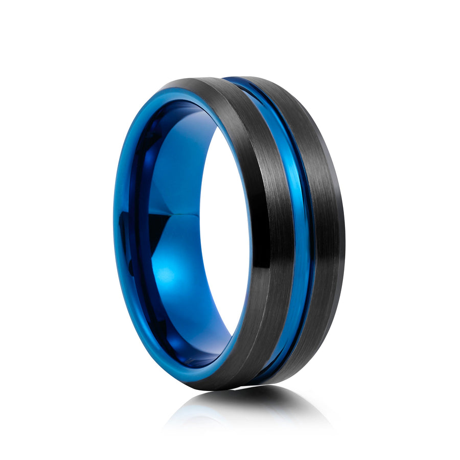8mm Polished Tungsten Ring with Carbon Fibre Inlay - UK Ring Size M