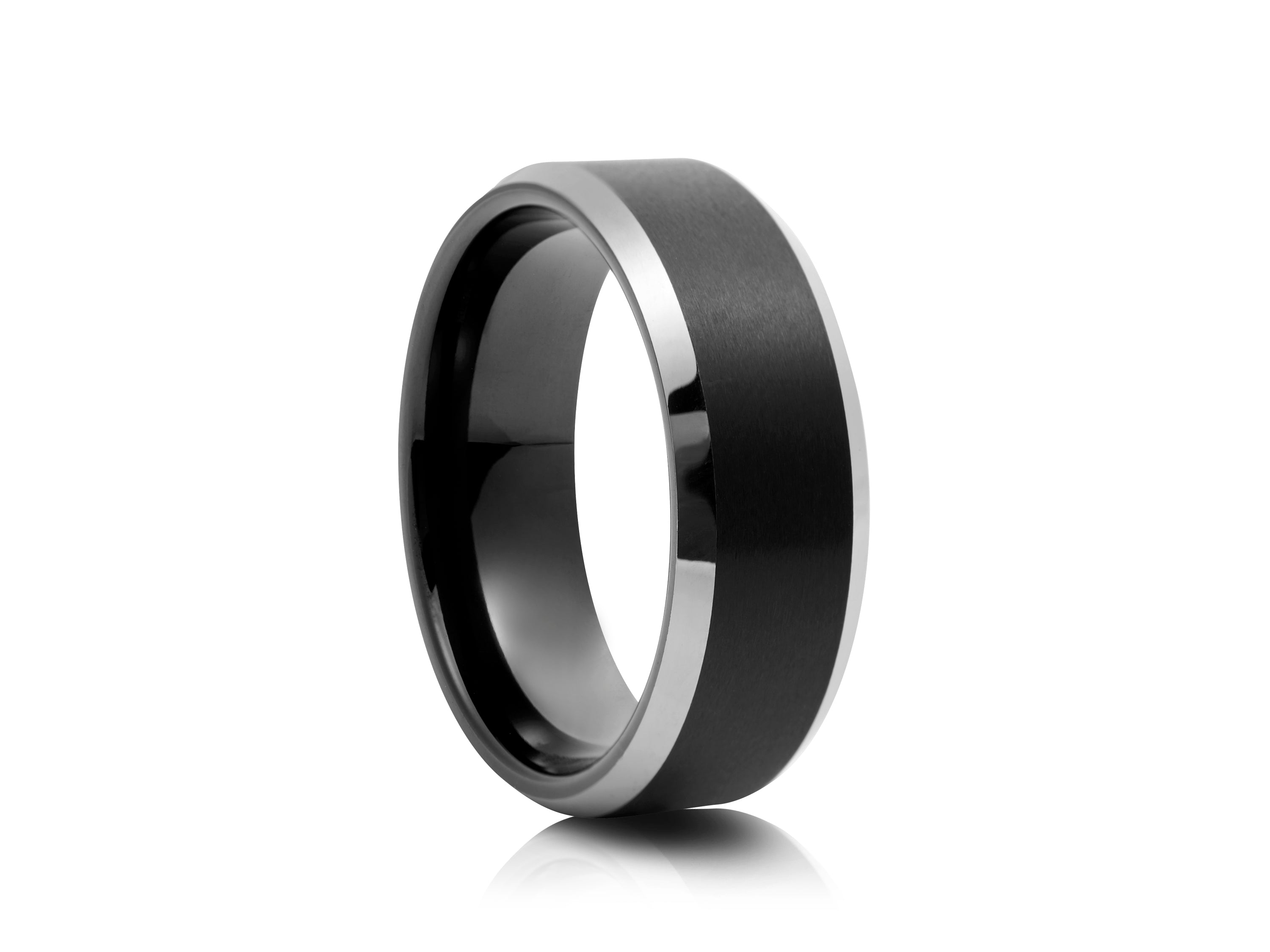 8mm Black Tungsten Wedding Ring - UK Ring Size M