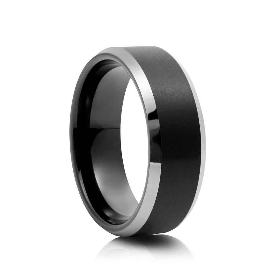 8mm Black Tungsten Wedding Ring - UK Ring Size M