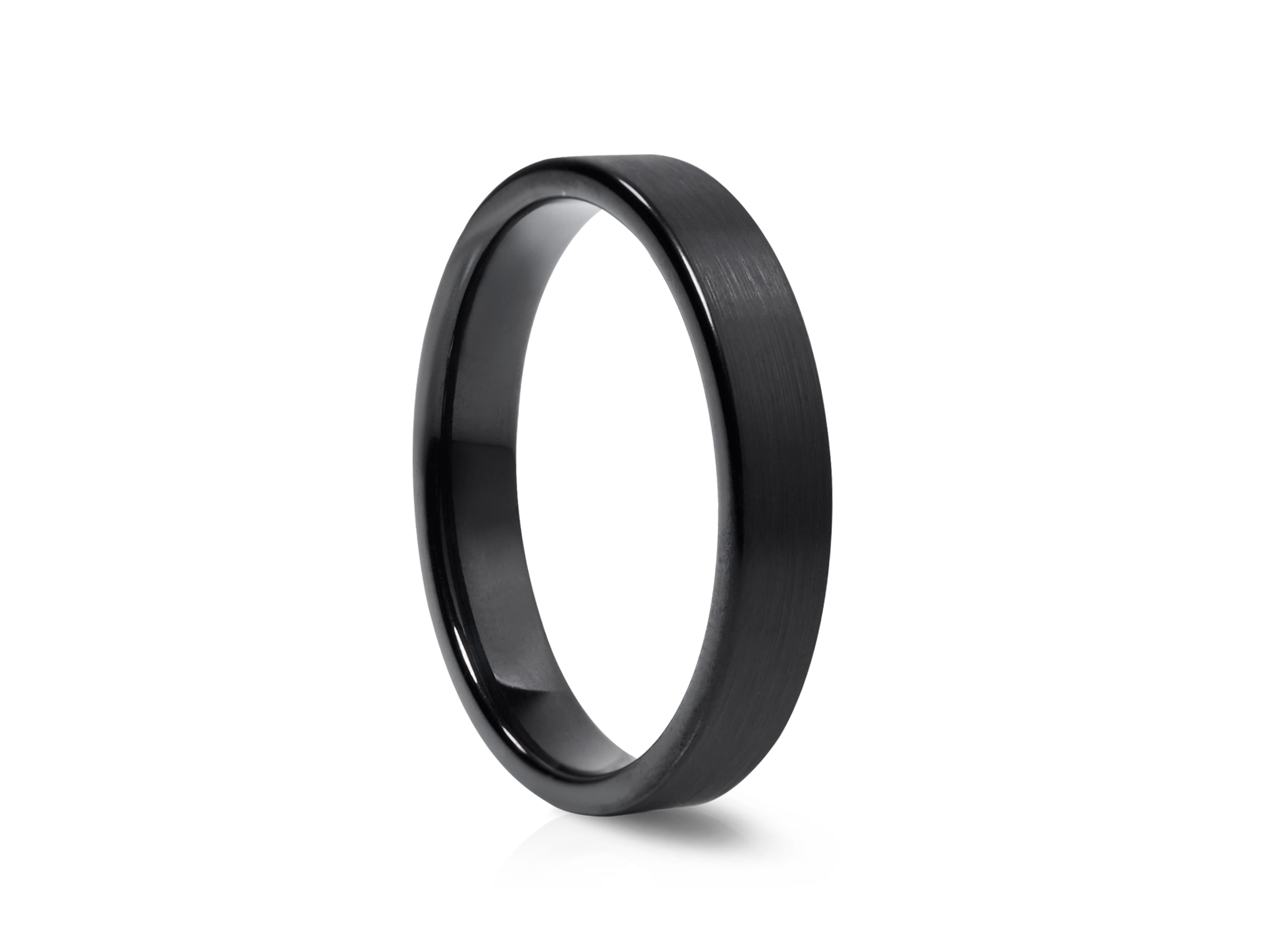 4mm Matt Black Plating Flat Band Tungsten Ring