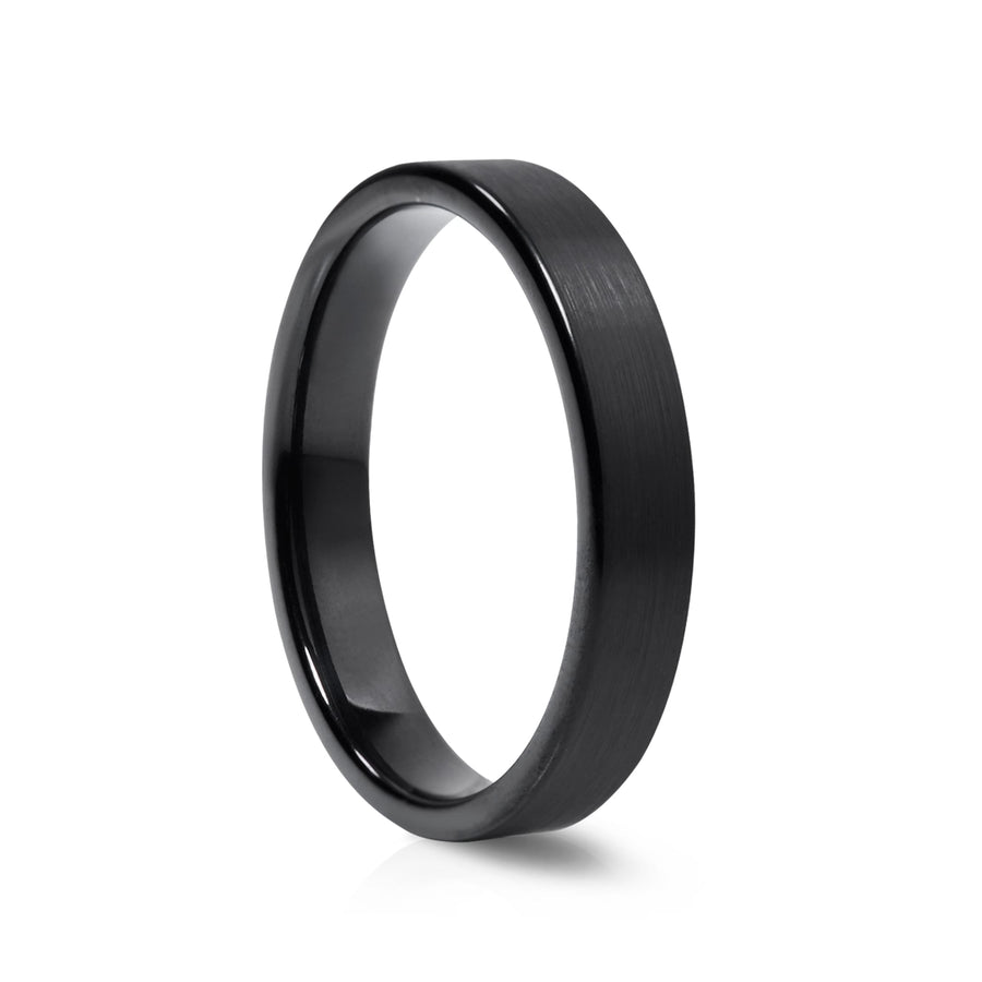 4mm Matt Black Plating Flat Band Tungsten Ring