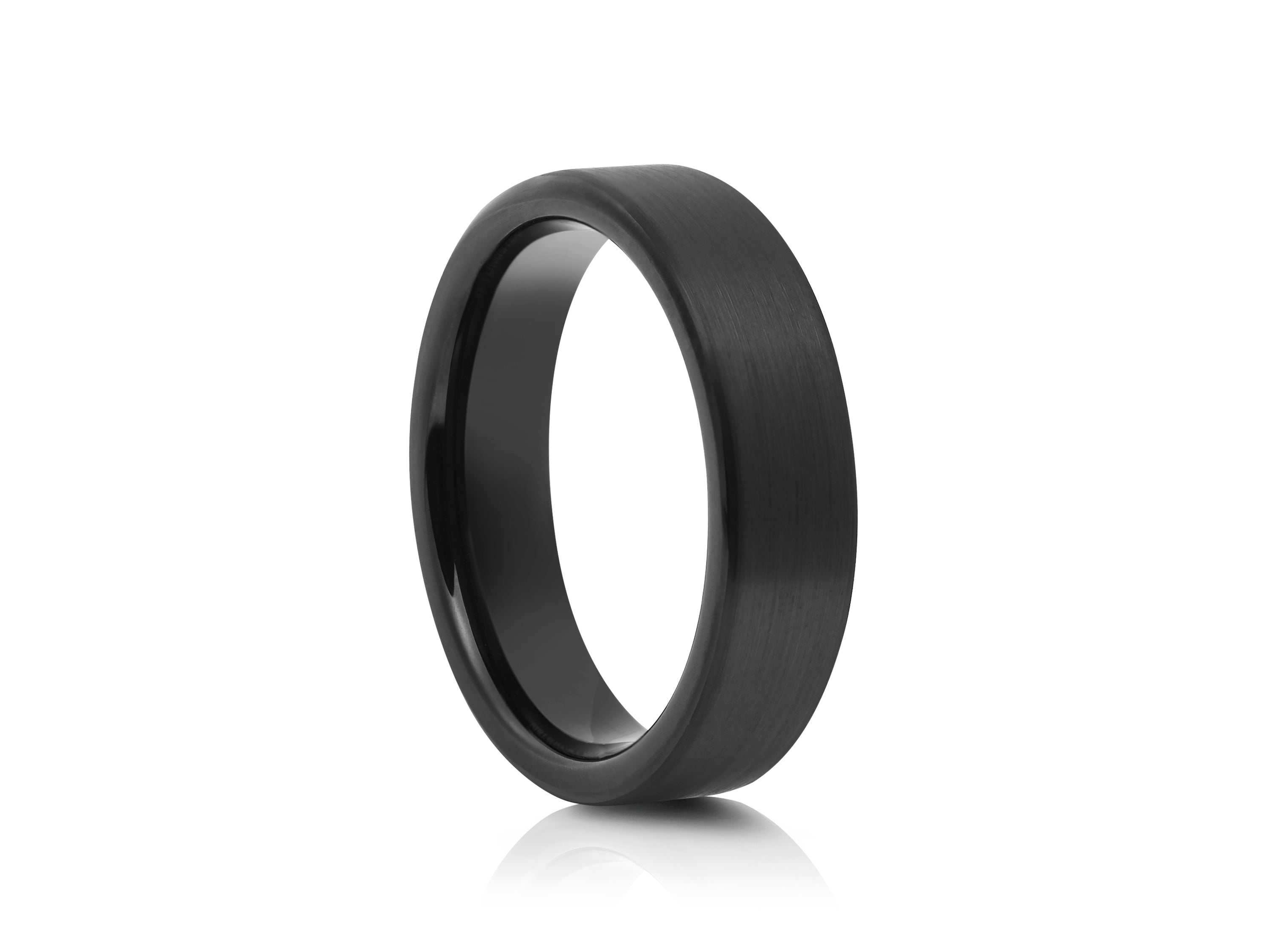 6mm Two-Tone Tungsten Ring, Brushed with Polished Centre Band - UK Ring Size M