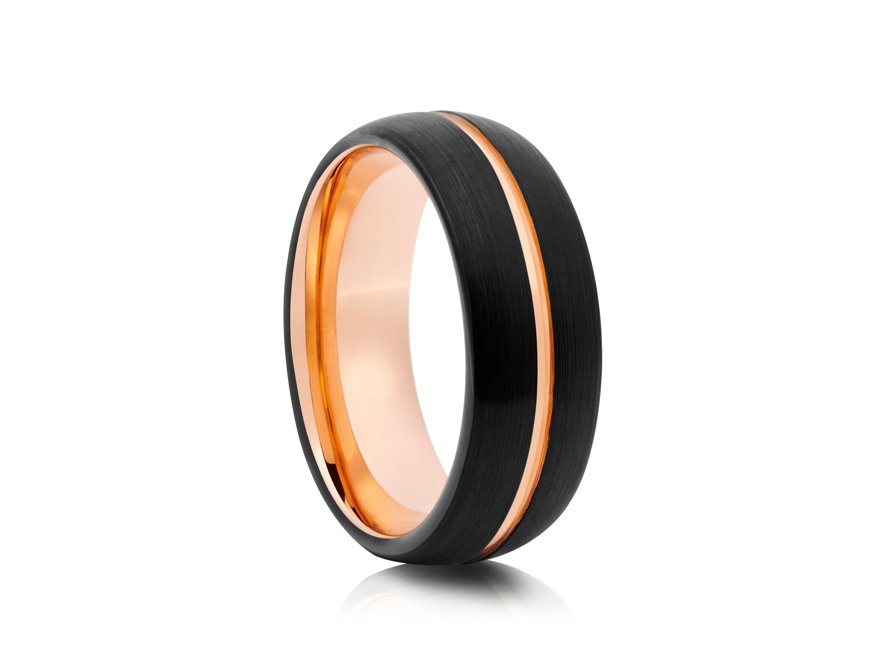 8mm Black Tungsten Ring with Polished Edges - UK Ring Size M