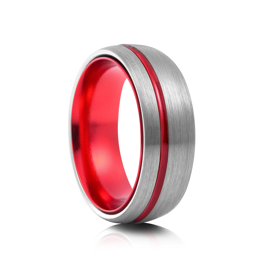8mm Brushed Hammered Tungsten Wedding Ring - UK Ring Size M