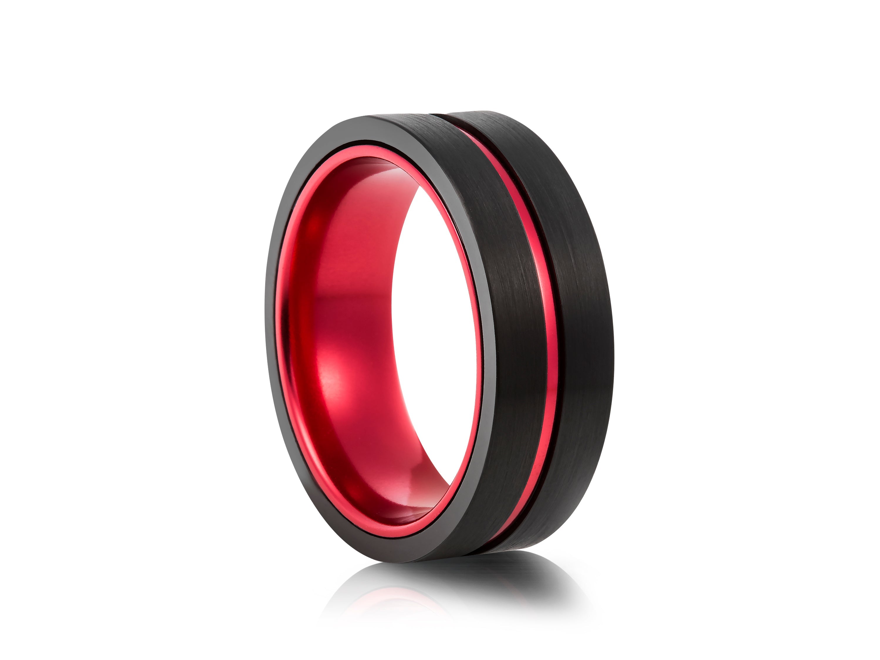 8mm Polished Tungsten Ring with Bevelled Edges - UK Ring Size M